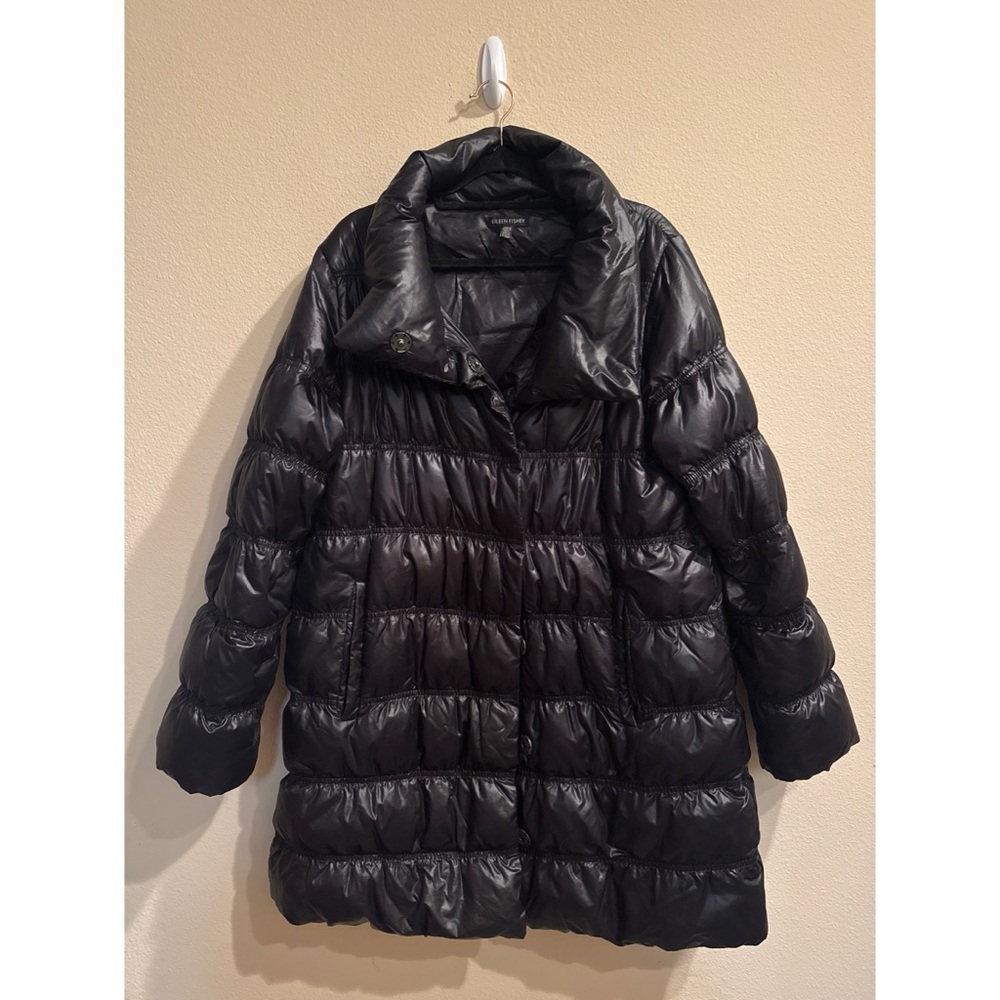 Eileen Fisher Down Puffer Coat‎ Black Size Small